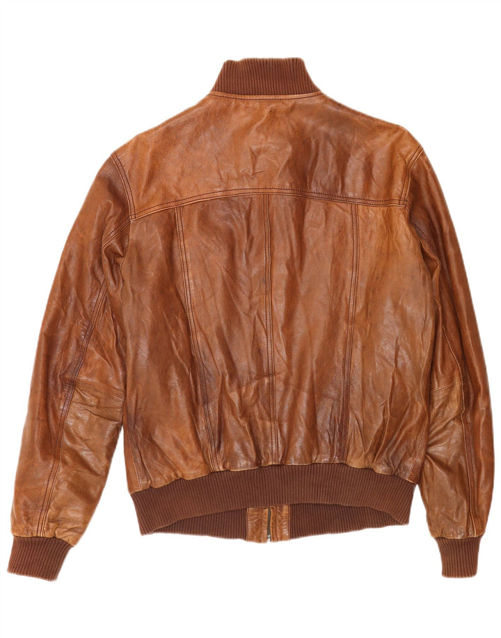 Jaqueta bomber masculina de couro Conbipel IT 46 pequena marrom