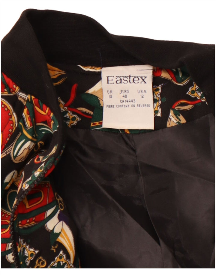 Jaqueta bomber feminina grande EASTEX Reino Unido 14 grande poliéster preto