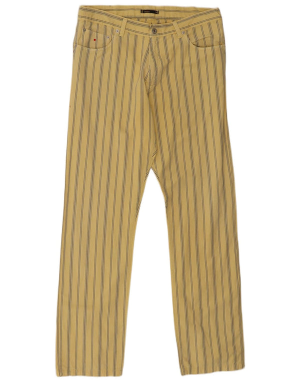 Calça Casual Masculina Batista IT 50 Grande W34 L31 Algodão Listrado Amarelo