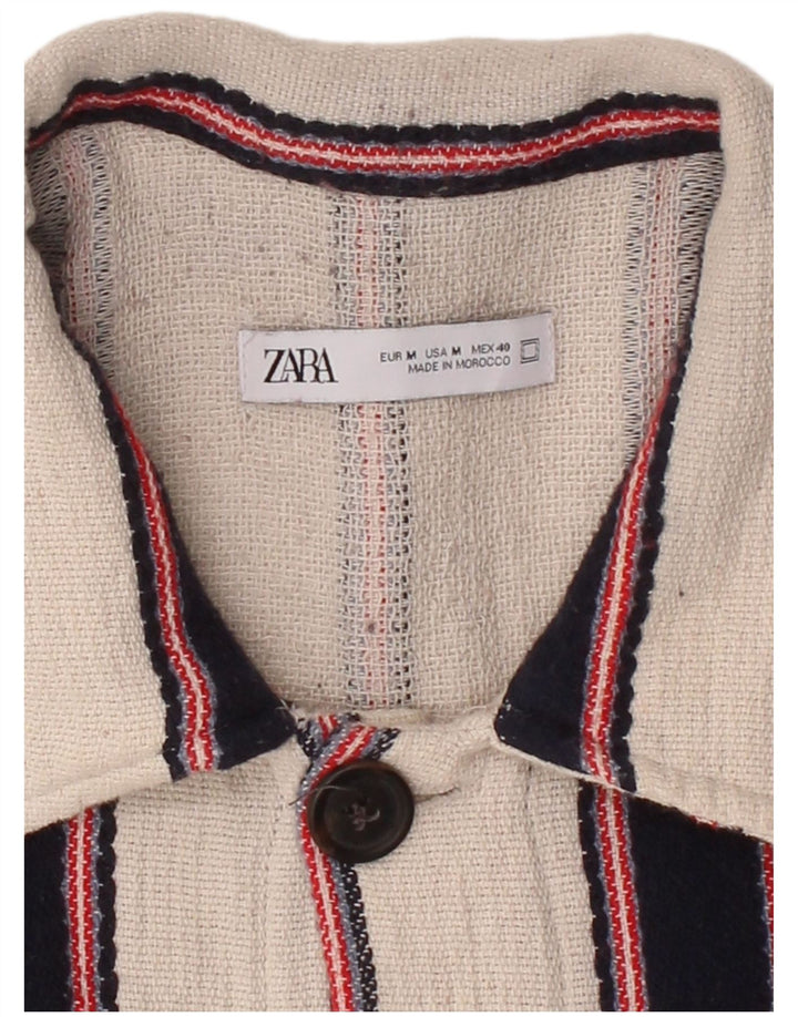 Camisa masculina ZARA com listras brancas médias
