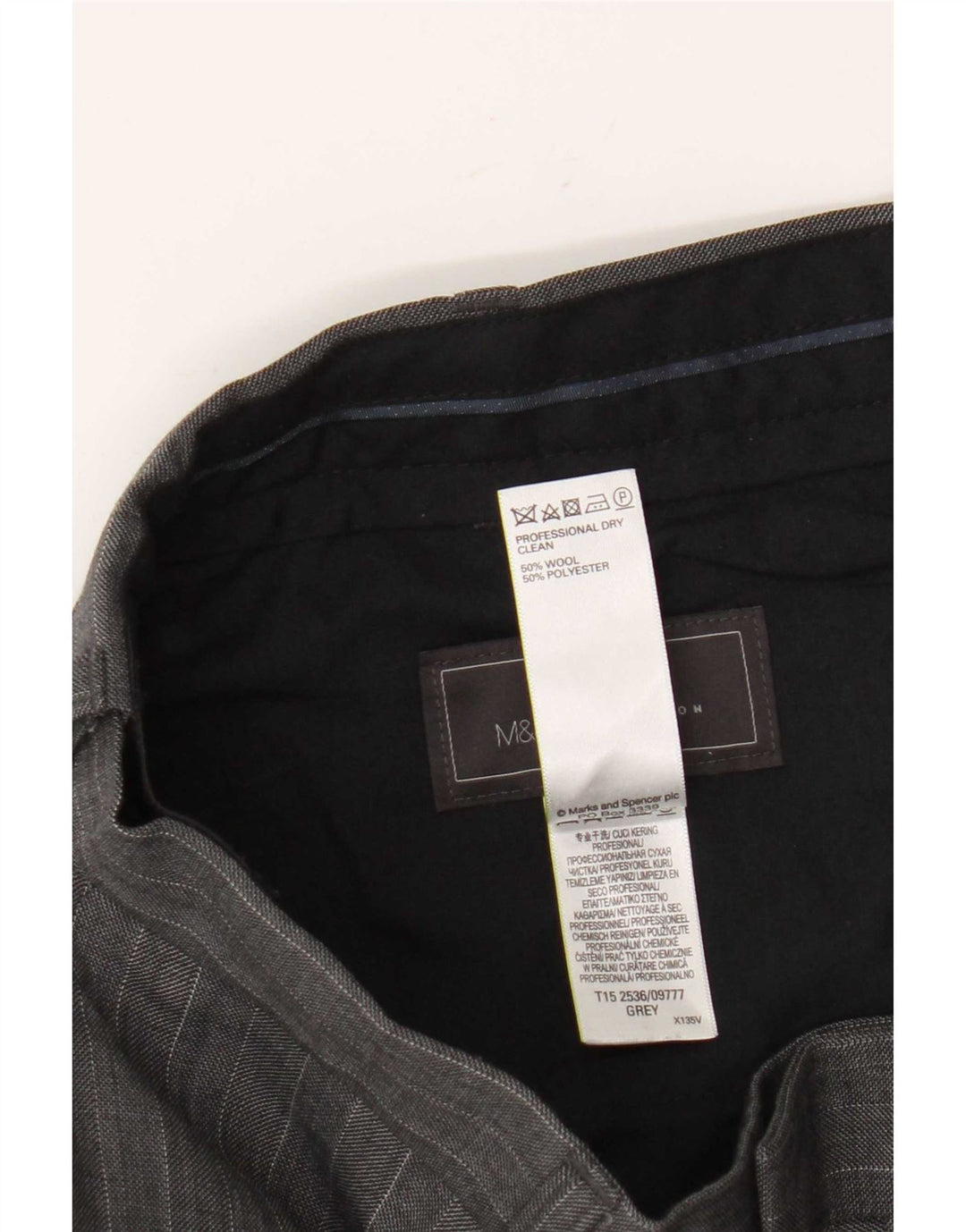 Calça masculina Marks & Spencer sob medida W38 L30 risca de giz cinza
