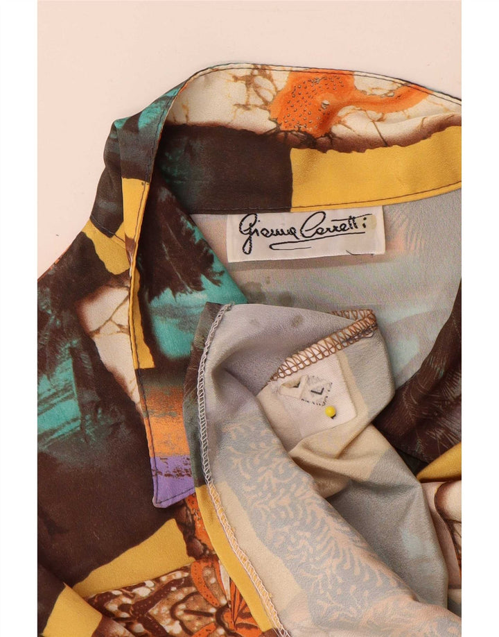 Blusa feminina vintage UK 16 patchwork grande multicolorido