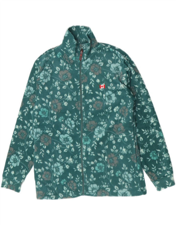 Jaqueta de lã feminina Canadá Logan Reino Unido 18 XL poliéster floral verde