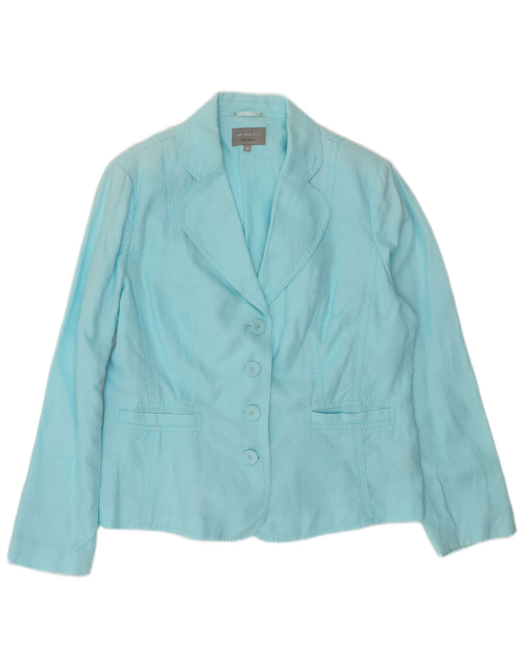 Jaqueta blazer feminina Per Una com 4 botões UK 18 XL linho azul