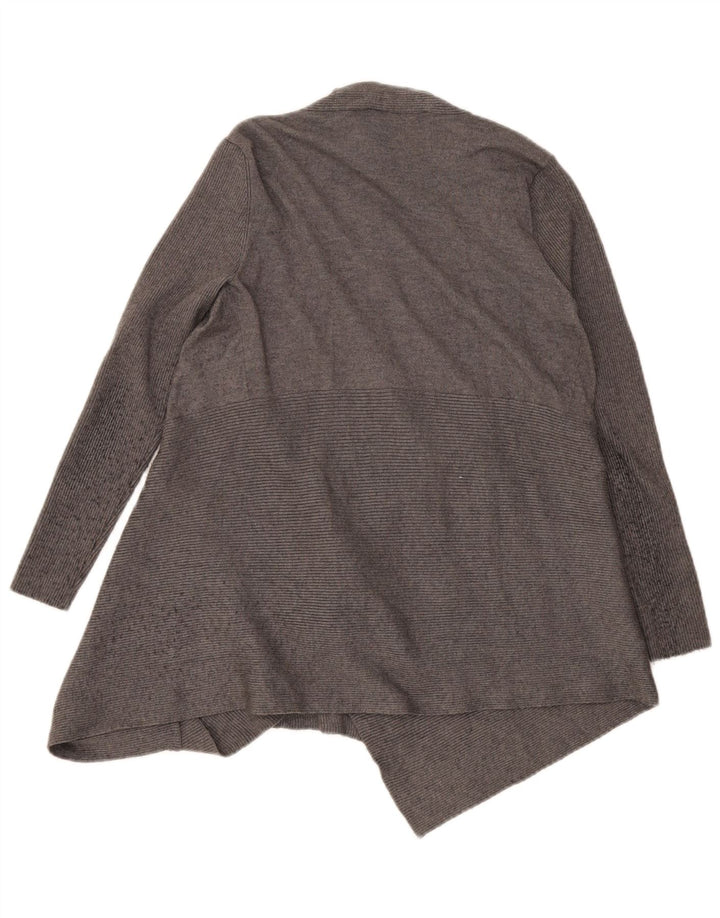 Suéter cardigã aberto assimétrico feminino Zara Reino Unido 12 viscose cinza médio