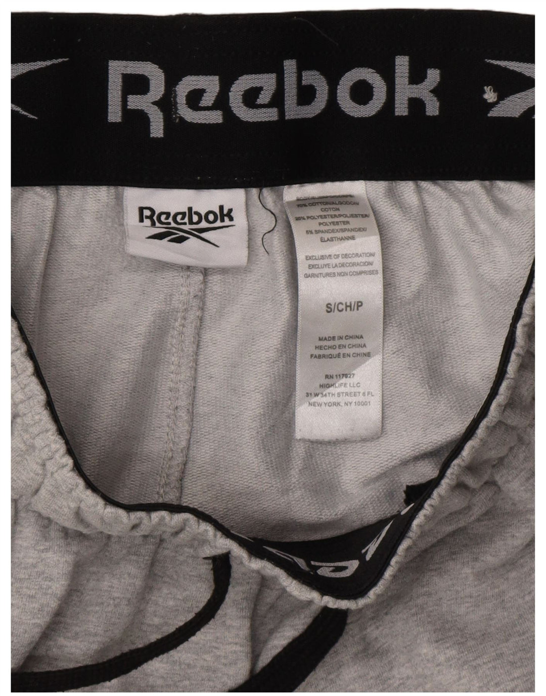Calça de treino masculina Reebok Joggers pequeno algodão cinza