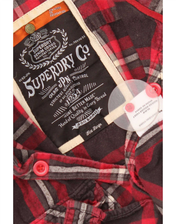Camisa masculina de flanela Superdry grande algodão xadrez vermelho