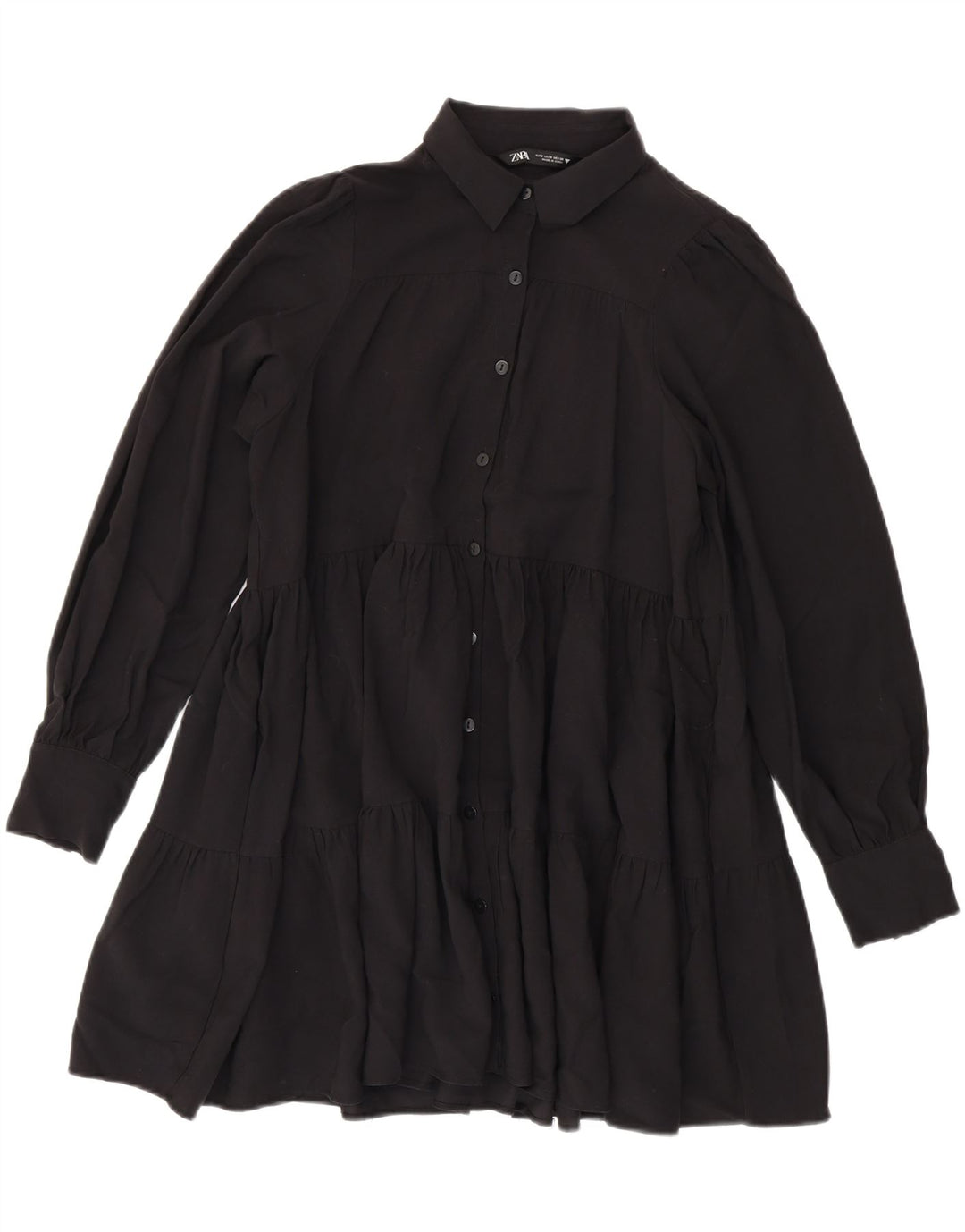 Zara Vestido feminino oversized em camadas Reino Unido 10 pequeno preto viscose