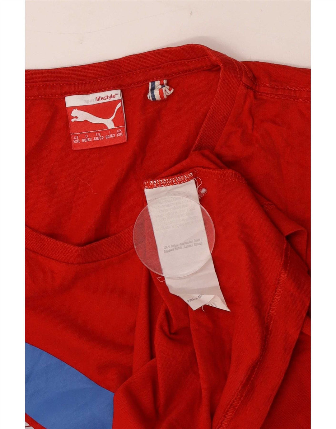 Puma Mens Graphic T-Shirt Top 2XL Algodão Vermelho