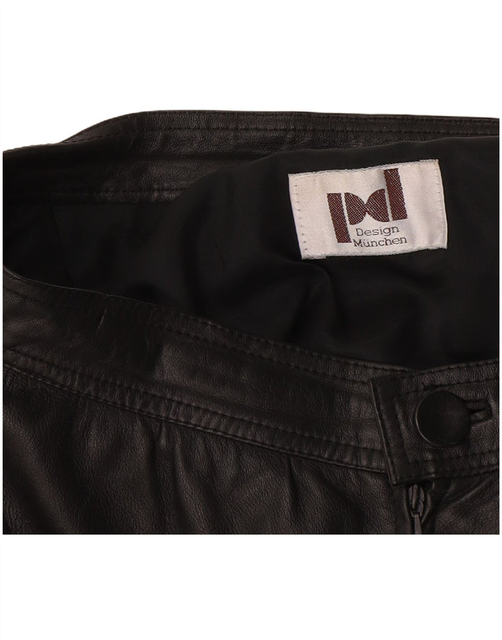 Saia de couro feminina vintage W28 média preta