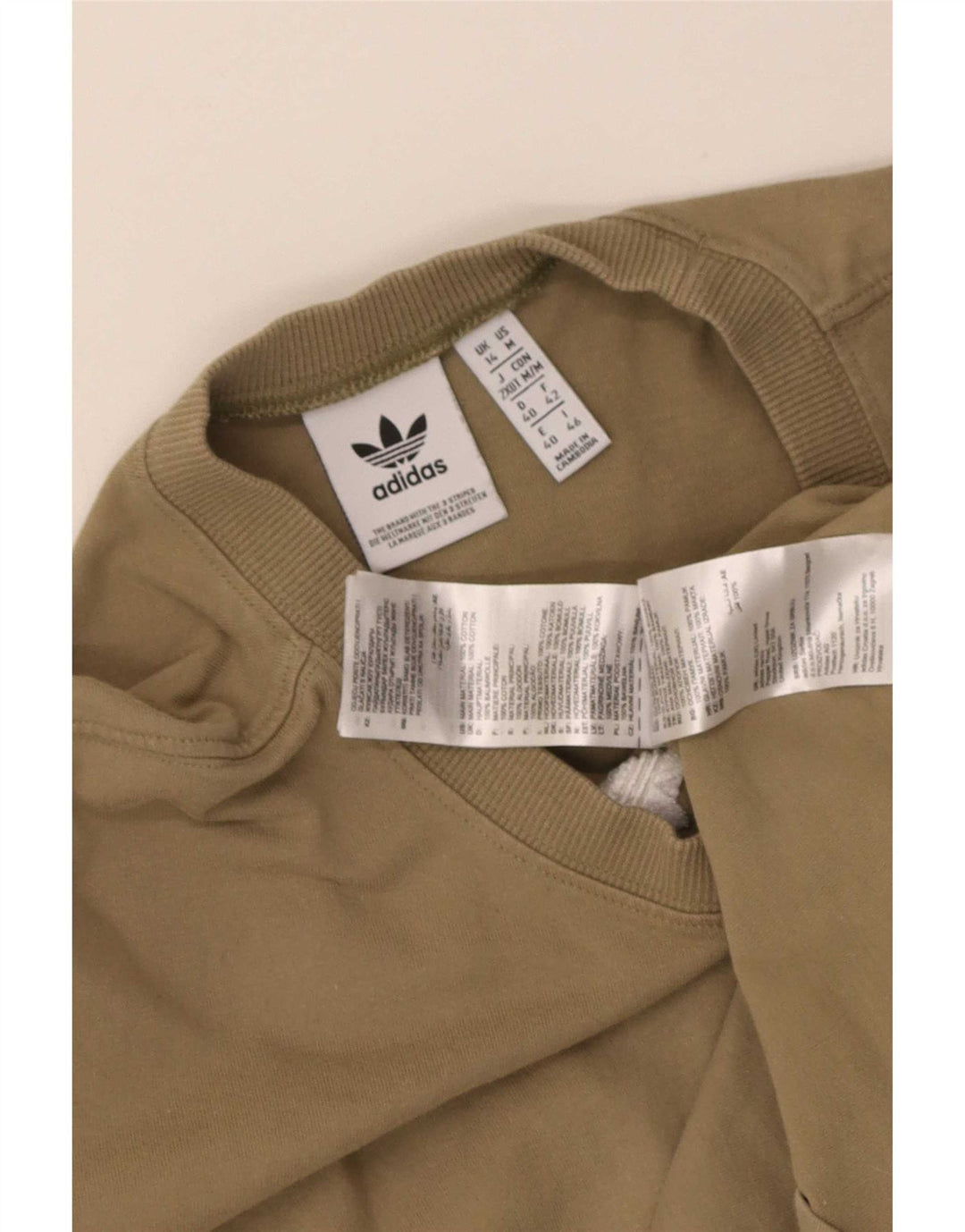 Camiseta feminina Adidas UK 14 algodão cáqui médio