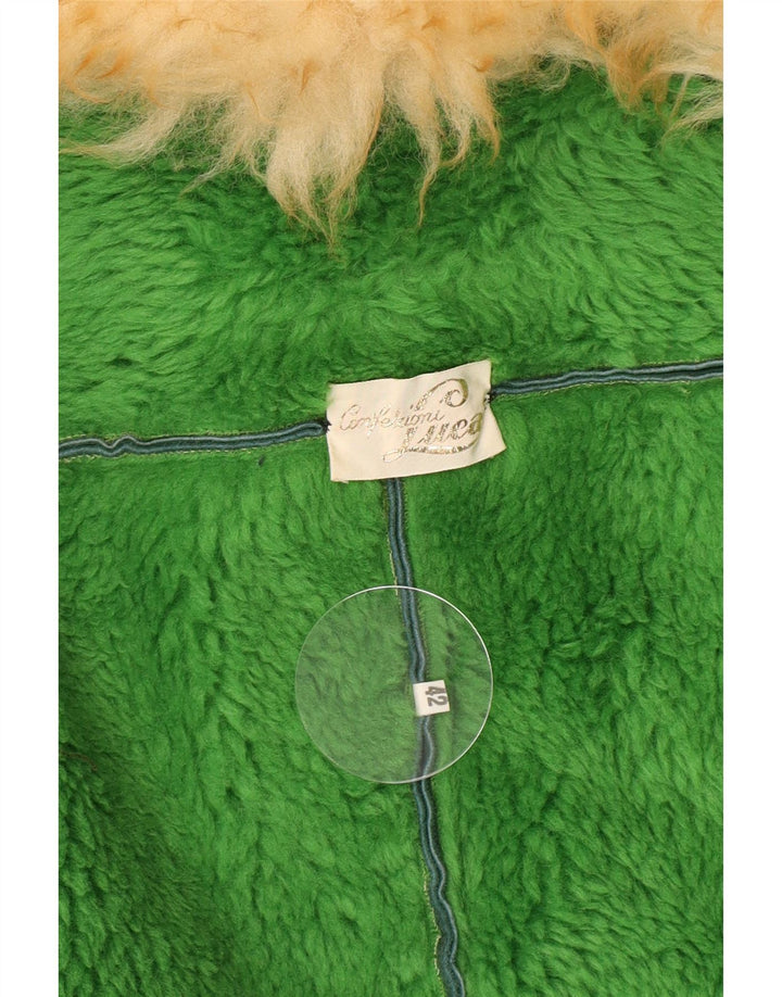 Casaco feminino vintage de shearling IT 42 verde médio