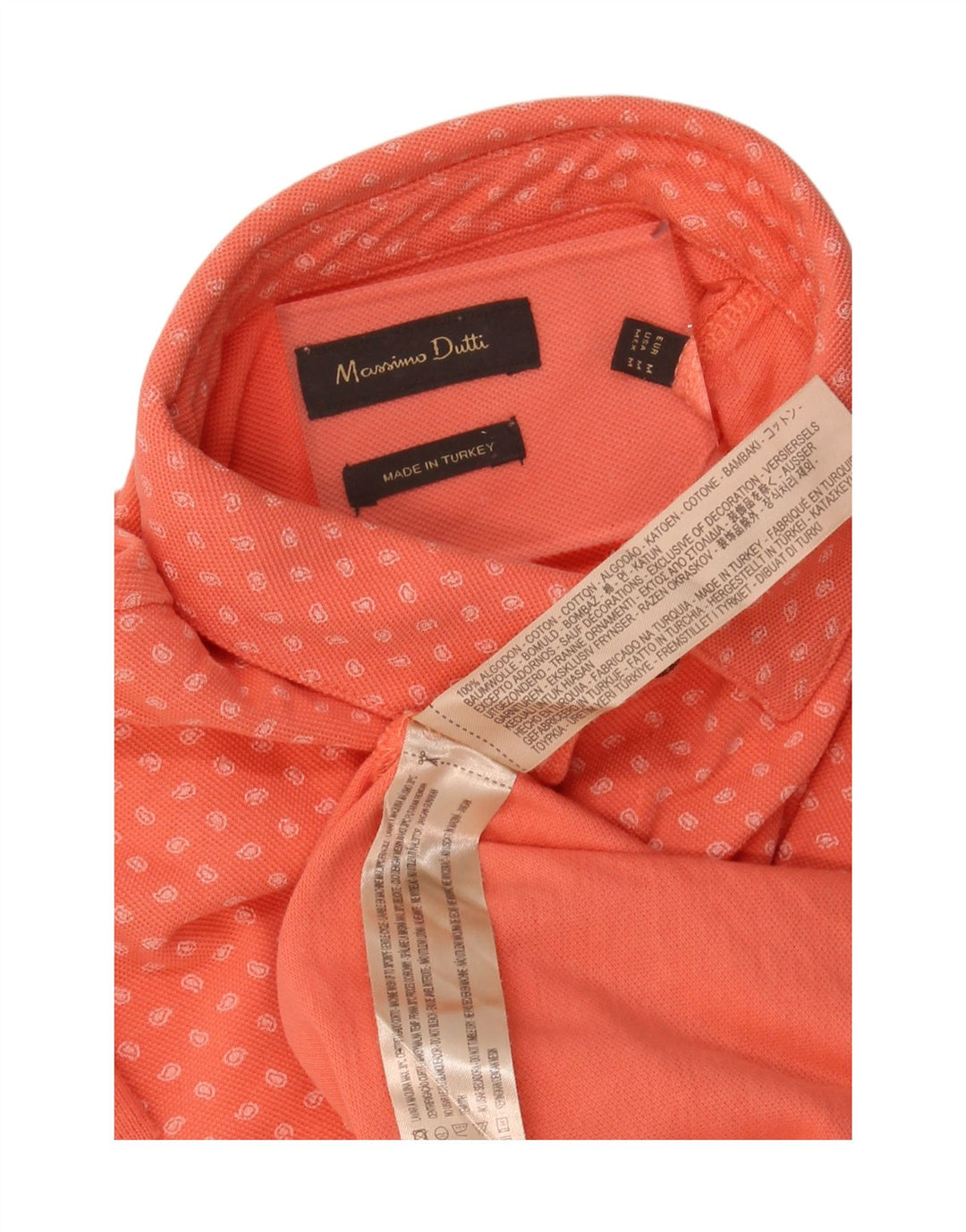 Camisa polo masculina MASSIMO DUTTI algodão manchado laranja médio