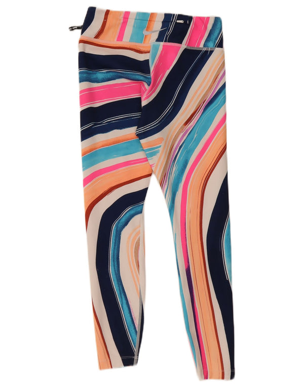 Nike Womens Dri Fit Leggings UK 8 Pequeno Poliéster Listrado Multicolorido