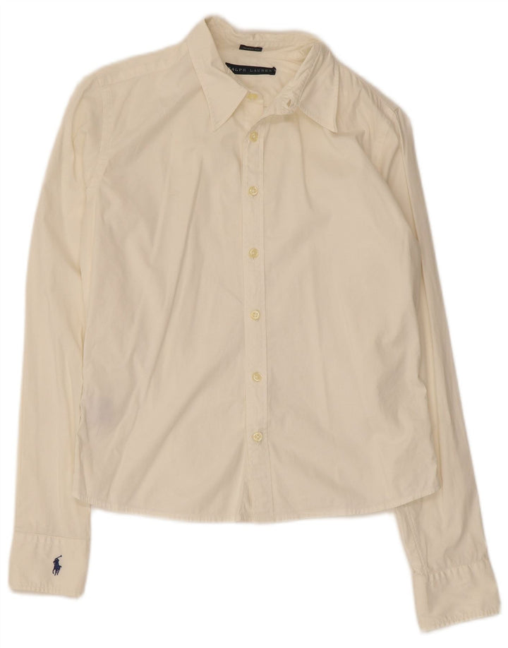 Camisa skinny feminina Ralph Lauren EUA 8 médio off white