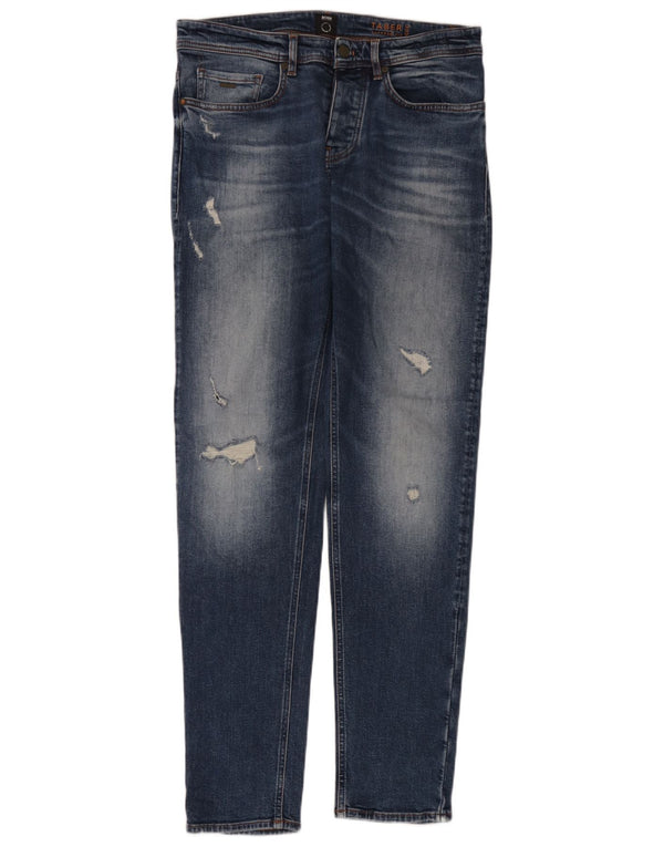 Hugo Boss Mens Jeans Cônicos Distressed W31 L34 Azul Algodão