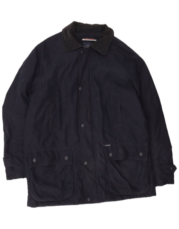 Jaqueta utilitária masculina Sergio Tacchini UK 42 XL azul marinho poliéster