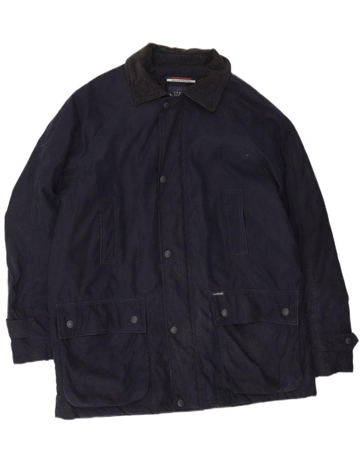Jaqueta utilitária masculina Sergio Tacchini UK 42 XL azul marinho poliéster