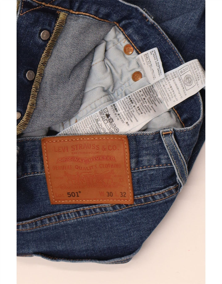 LEVI'S Masculino 501 Straight Jeans W30 L32 Azul Algodão