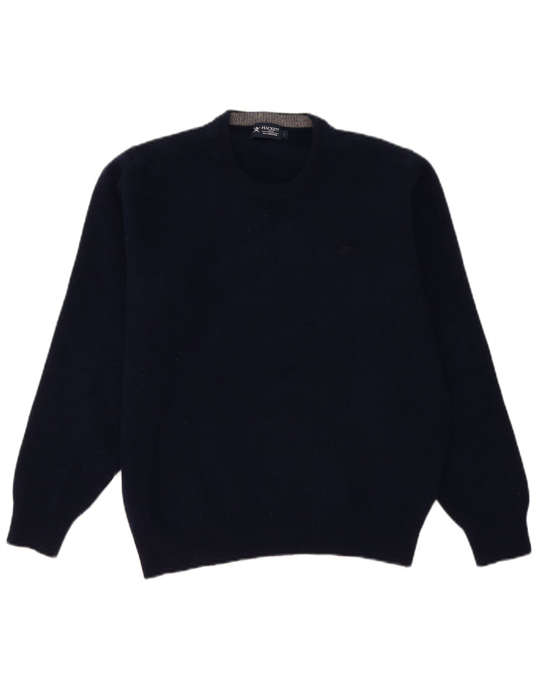 Suéter feminino Hackett com gola redonda Reino Unido 16 grande lã de cordeiro azul marinho