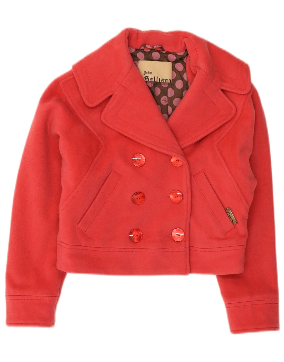Jaqueta blazer VINTAGE para meninas com peito duplo de 7 a 8 anos de lã rosa