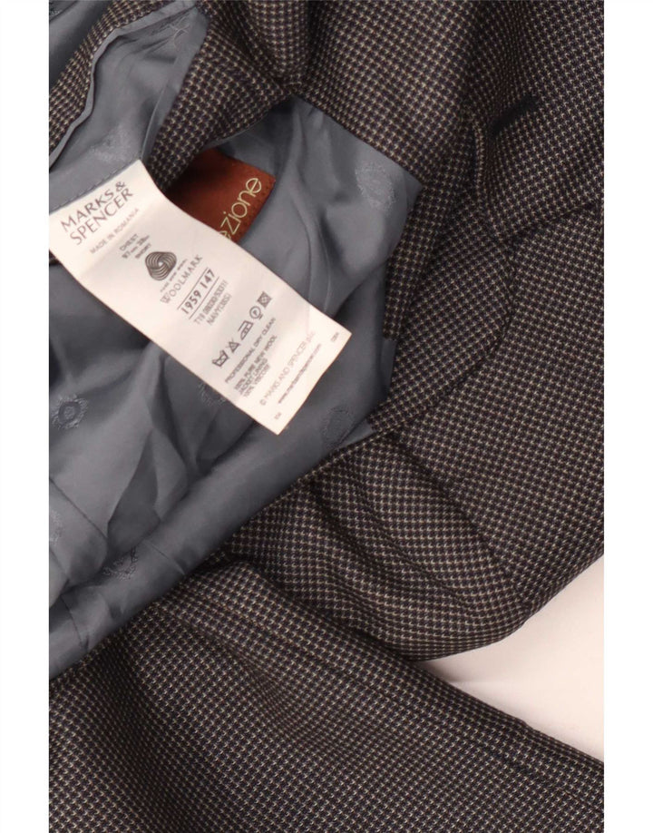 Jaqueta Blazer Curta Masculina Marks & Spencer Reino Unido 38 Azul Marinho Médio Geométrico