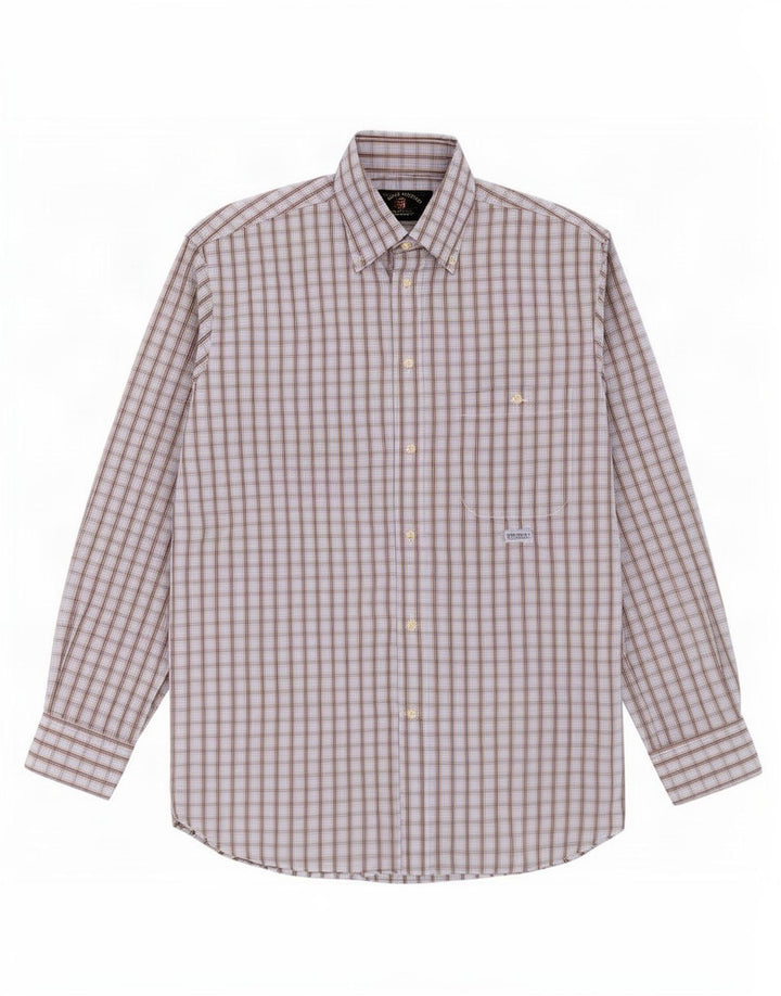Camisa masculina Amerigo Vespucci tamanho 40 algodão xadrez azul médio