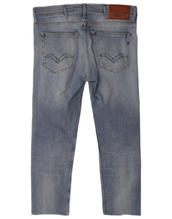Replay jeans feminino cortado desgastado W30 L24 algodão azul