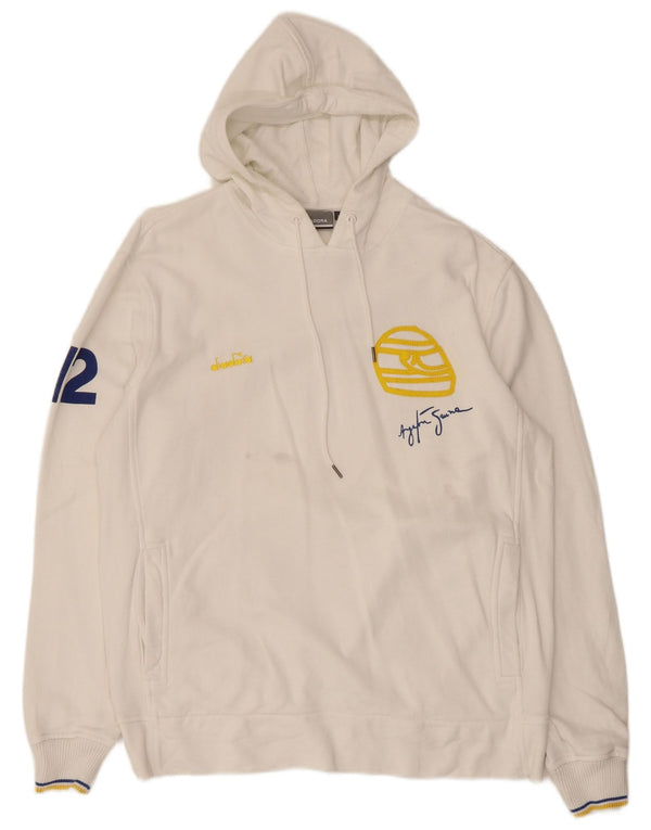 Diadora Mens Graphic Hoodie Jumper XL Algodão Branco