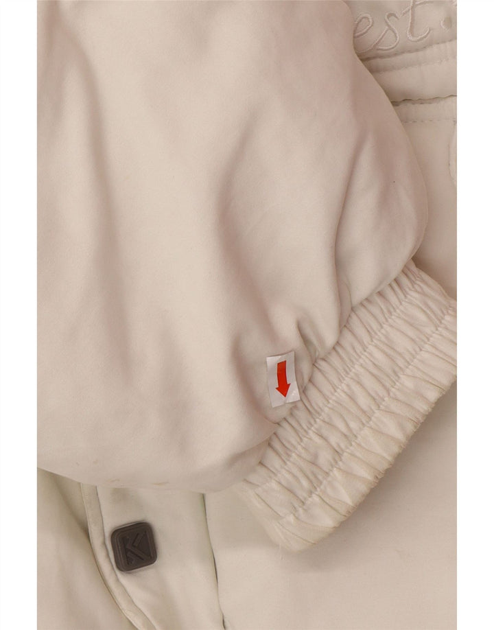 Jaqueta masculina acolchoada com capuz gráfico KARL KANI UK 44 2XL poliéster branco