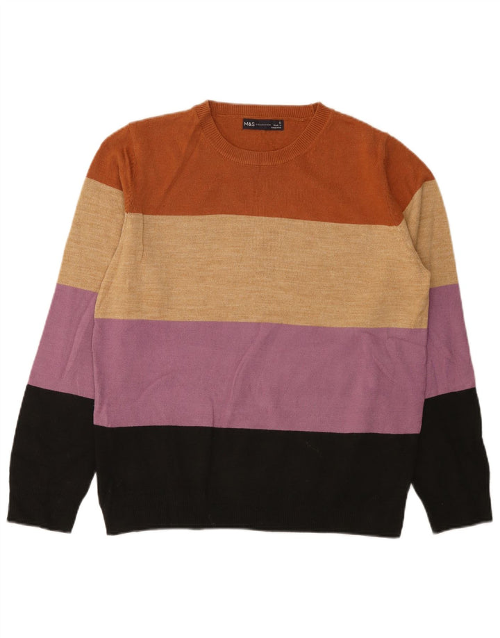 Suéter feminino Marks & Spencer com gola canoa Reino Unido 12 médio multicolorido