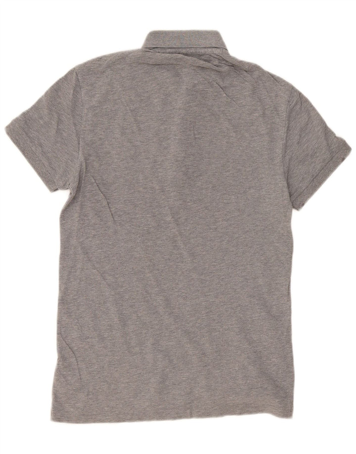 Camisa polo masculina Hugo Boss Slim Fit pequena de algodão cinza