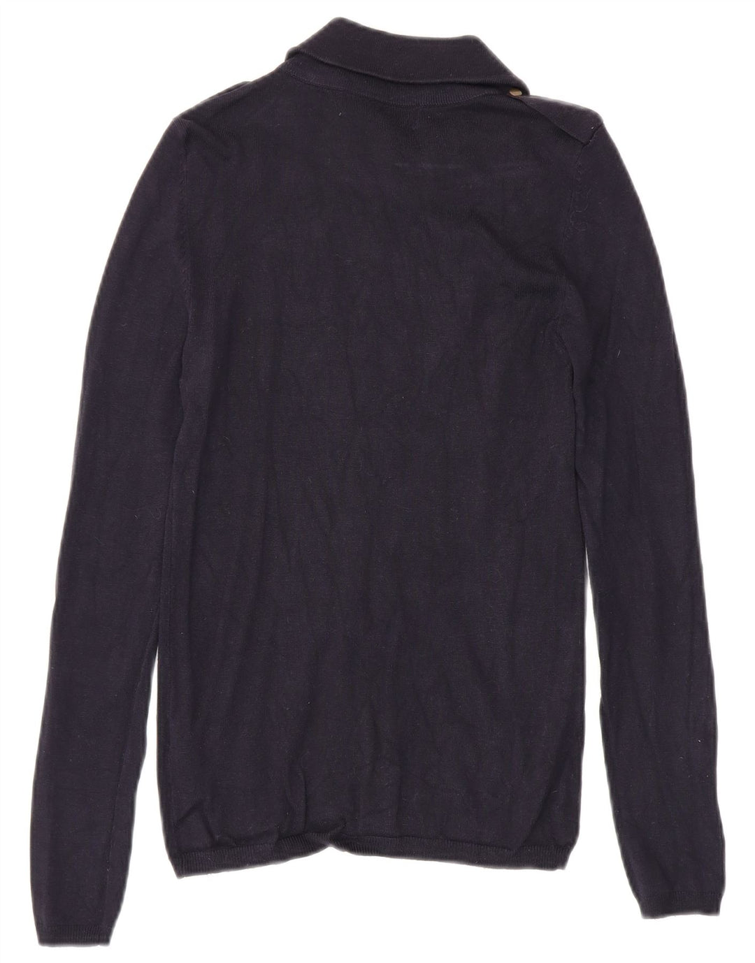 Suéter feminino Zara com zíper e gola alta Reino Unido 12 médio azul marinho viscose