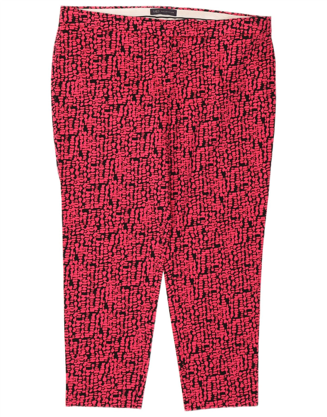 Calça feminina Marks & Spencer com padrão abstrato UK 18 XL W38 L25 P