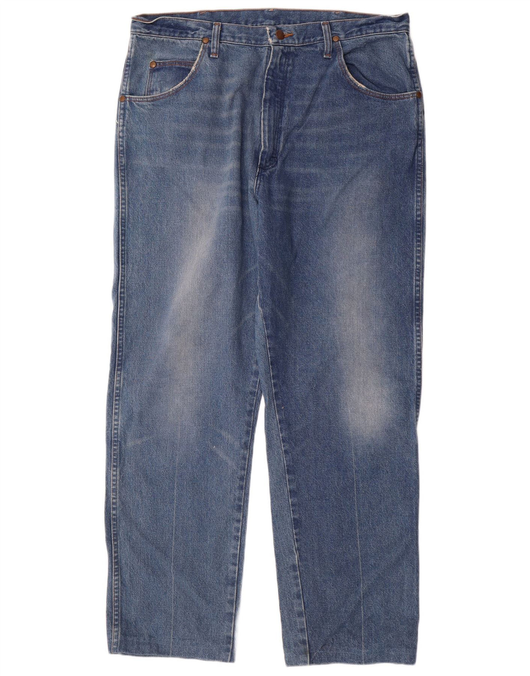 Wrangler Mens Straight Jeans W38 L30 Azul Algodão