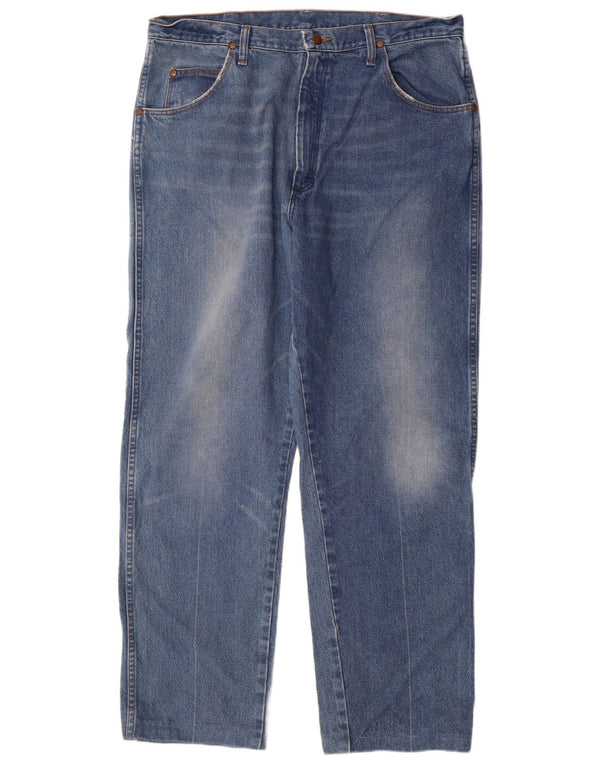 Wrangler Mens Straight Jeans W38 L30 Azul Algodão