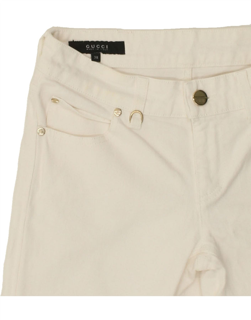 GUCCI Womens Straight Jeans IT 38 XS W26 L31 White Cotton Vintage Gucci and Second-Hand Gucci from Messina Hembry 