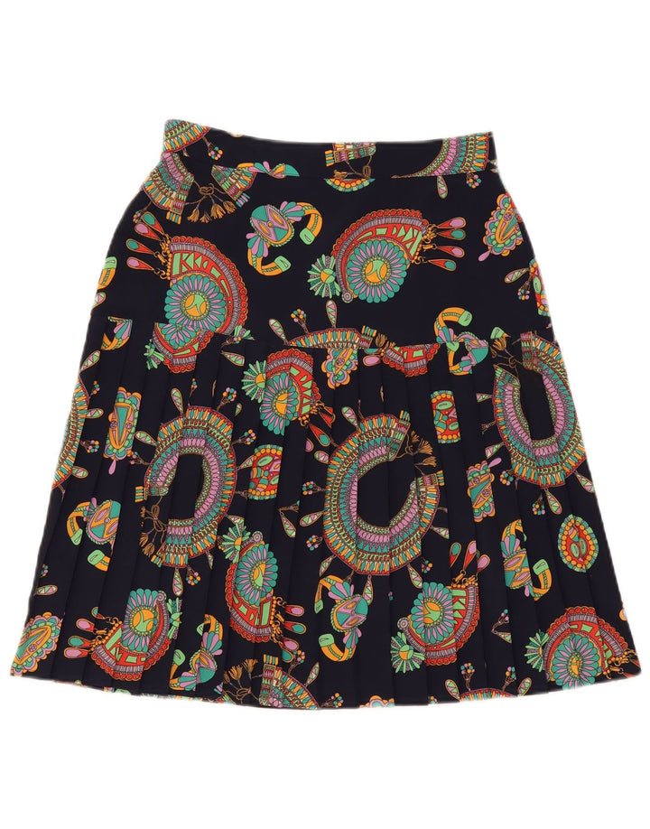 Saia plissada faca feminina vintage IT 44 médio W28 azul marinho