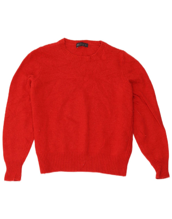 Suéter feminino Marks & Spencer com gola canoa Reino Unido 18 XL lã de cordeiro vermelha