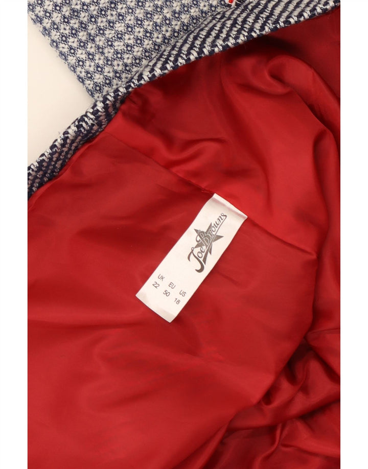 Jaqueta blazer feminina JOE BROWNS com 4 botões Reino Unido 22 3XL azul marinho xadrez