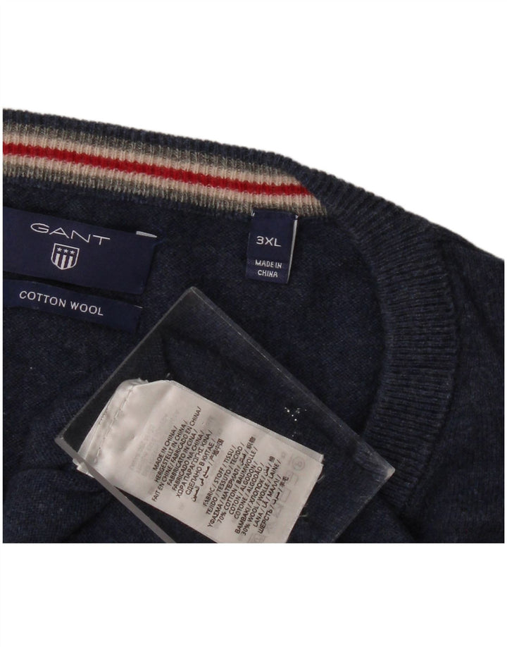 Suéter masculino GANT com decote em V 3XL algodão azul marinho