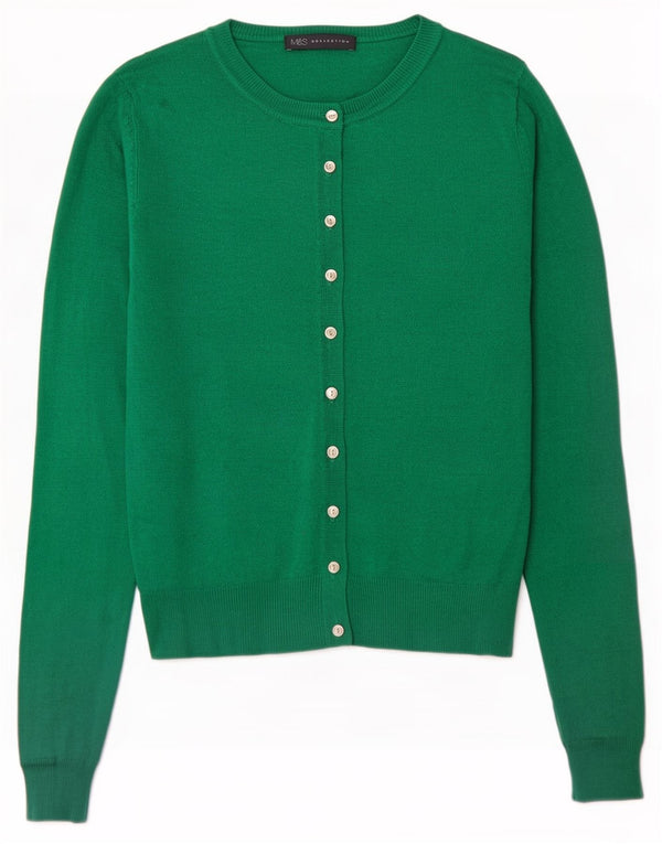 Suéter cardigã feminino Marks & Spencer Reino Unido 8 viscose verde pequena