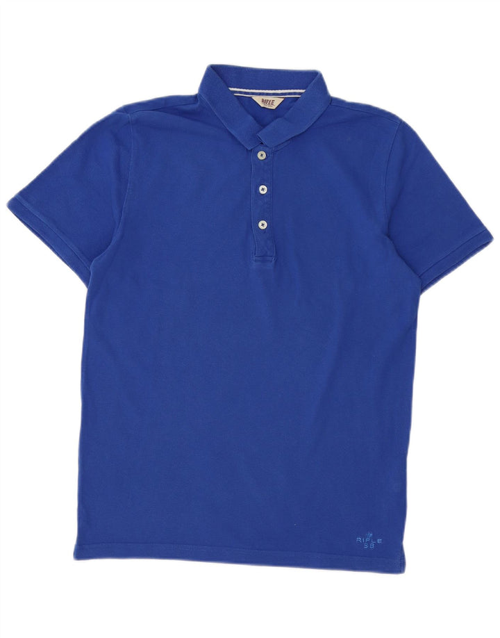 Camisa polo masculina Rifle de algodão azul médio
