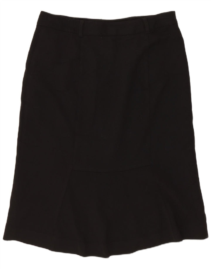 Saia feminina Ralph Lauren em linha A EUA 6 médio W30 lã preta