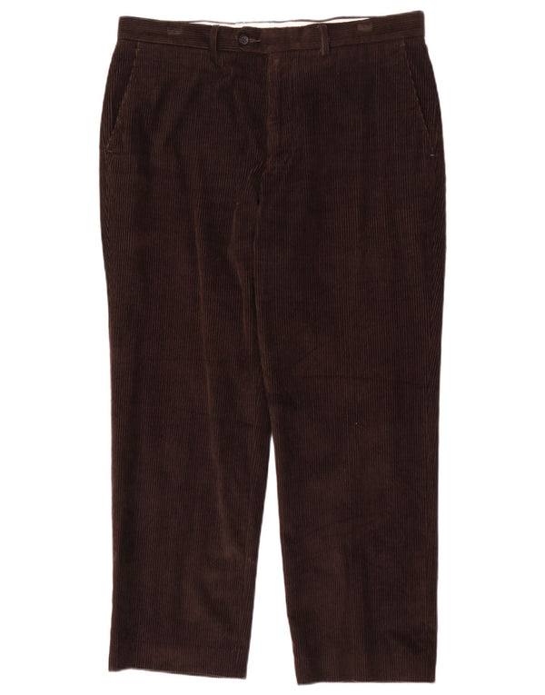 Calça masculina de veludo cotelê Marks & Spencer sob medida W36 L29 algodão marrom