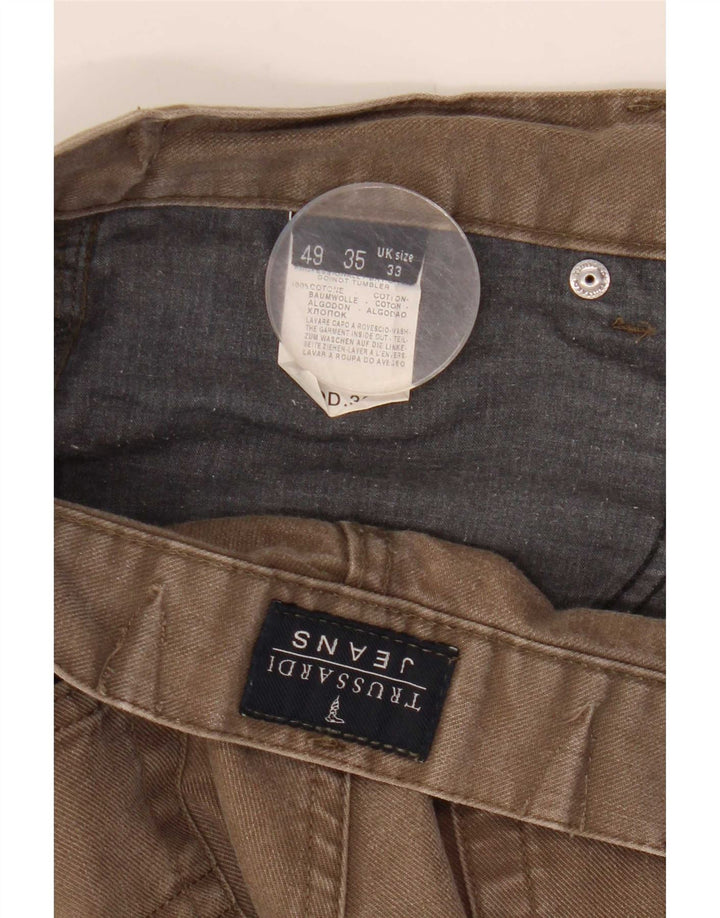 Trussardi Calça jeans reta masculina W33 L27 algodão bege