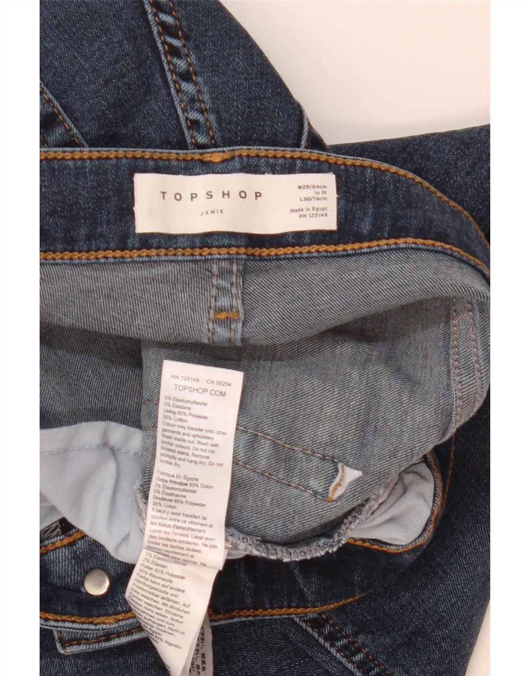 Topshop feminino Jamie Skinny Jeans W25 L26 azul poliéster