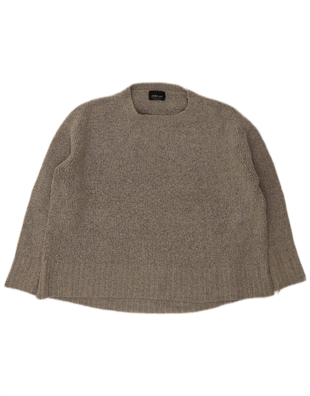 Zara Suéter feminino oversized com gola redonda Reino Unido 10 pequeno cinza acrílico