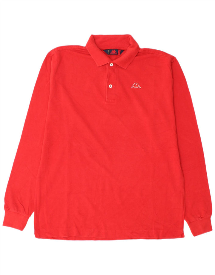 Camisa polo masculina de manga comprida Kappa médio algodão vermelho