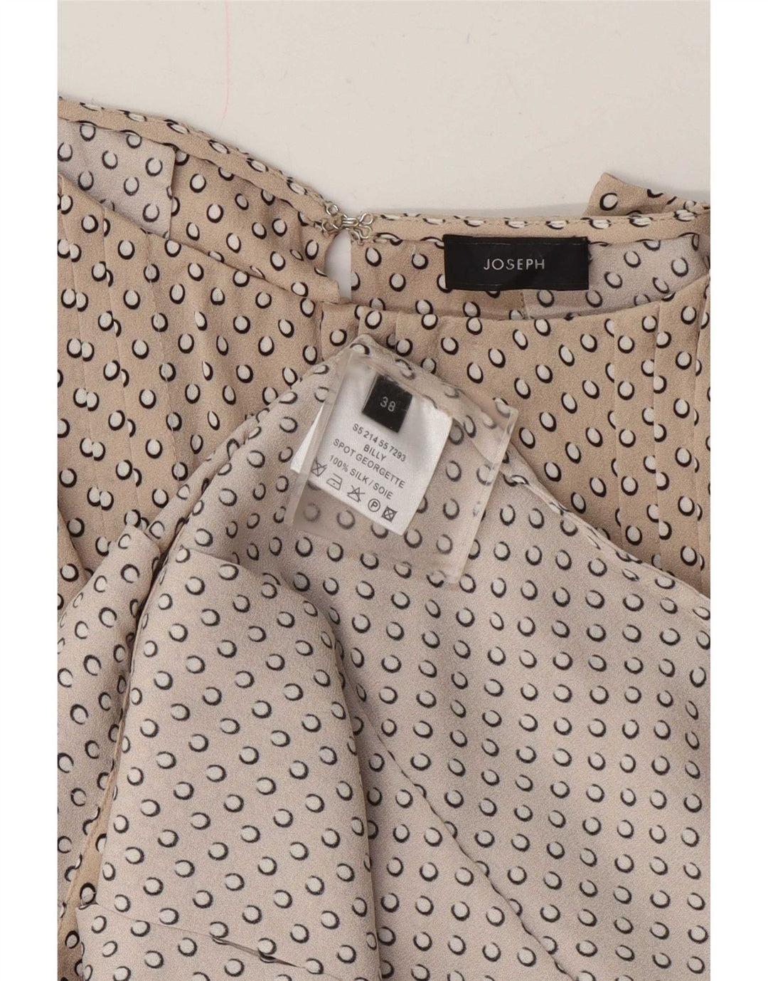 Vestido feminino Joseph A-Line EU 38 Seda manchada bege médio